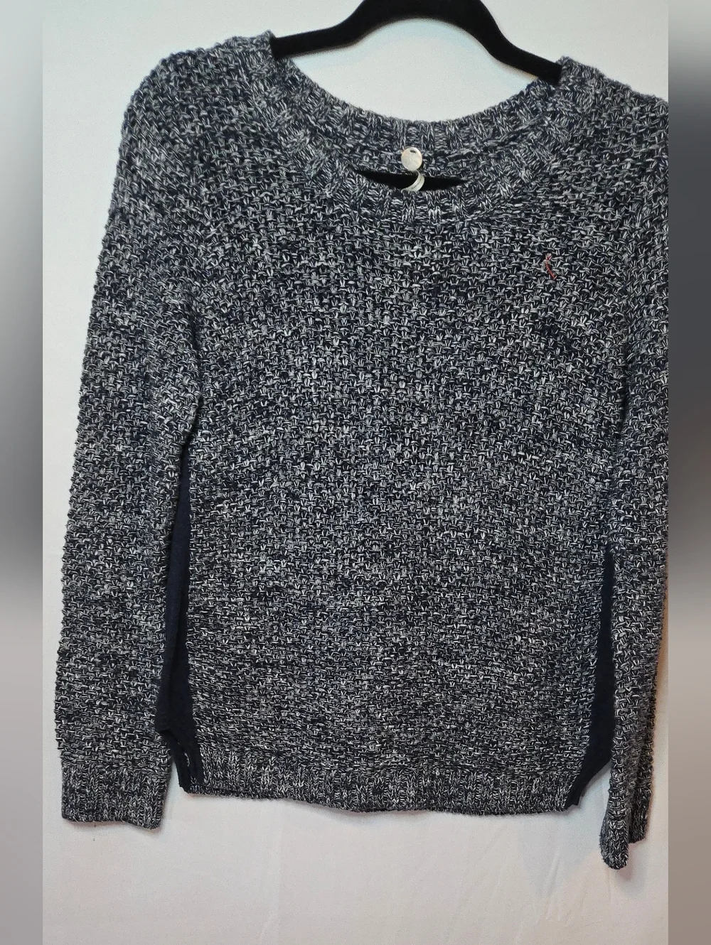 Margaret O'leary Women’s Small Cotton Marled Crewneck Sweater Navy White